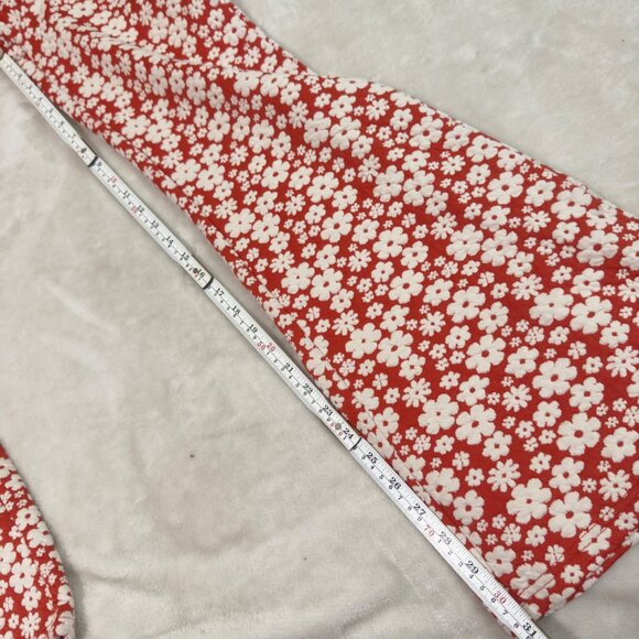Floral Red & White Bootcut Pants By Forever 21 Size Medium elastic waist women - Picture 10 of 11